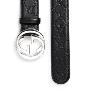 Gucci interlocking G black leather belt